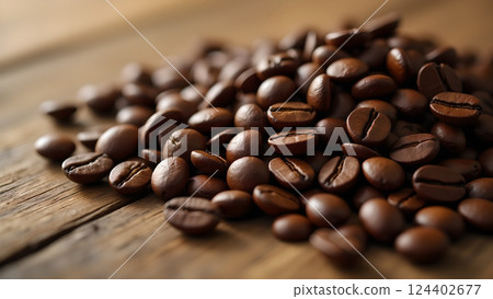 Roasted Aroma: Aromatic Coffee Beans Close-Up 124402677