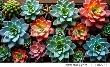 Symmetry and Beauty, Close-Up of Succulent Plants Symmetry and Beauty, Close-Up of Succulent Plants 124402763