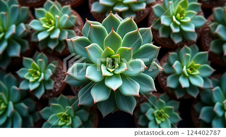 Symmetry and Beauty, Close-Up of Succulent Plants 124402787