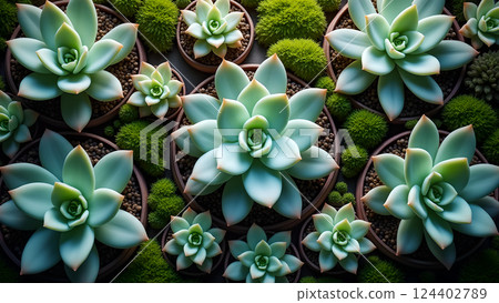 Symmetry and Beauty, Close-Up of Succulent Plants 124402789