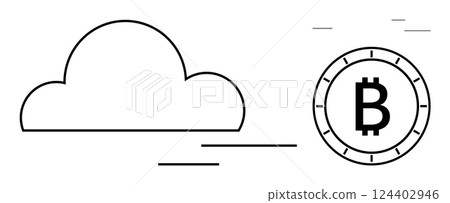 Cloud icon alongside Bitcoin symbol represents the intersection of cloud computing and cryptocurrency. Ideal for fintech, blockchain, cloud storage, digital security, data infrastructure, innovative Cloud icon alongside Bitcoin symbol represents the intersection of cloud computing and cryptocurrency. Ideal for fintech, blockchain, cloud storage, digital security, data infrastructure, innovative 124402946