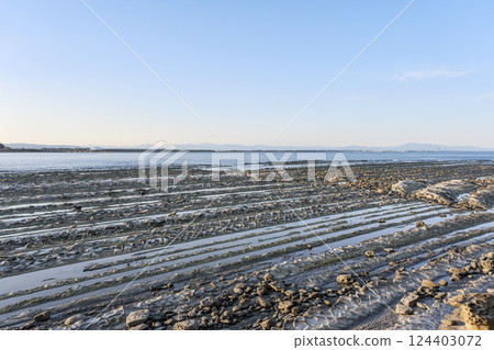 Aoshima's coastline surrounded by the Devil's Washing Rocks 124403072