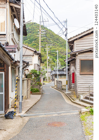 Traditional burnt cedar plank streetscape (Takenocho, Toyooka City, Hyogo Prefecture) 124403140