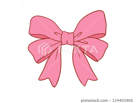 Coquette vintage bow drawing, vector illustration isolated on white, cute ribbon Coquette vintage bow drawing, vector illustration isolated on white, cute ribbon 124403908