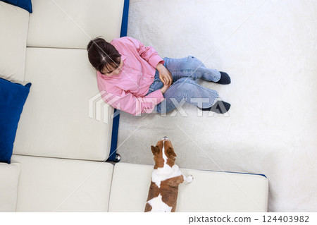 Dog and young lady 124403982