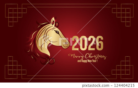 Chinese New Year. 2026, the year of the horse. Vector Chinese New Year. 2026, the year of the horse. Vector 124404215