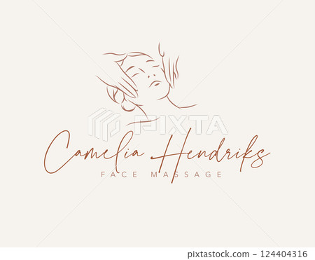 Face massage studio label pastel color 124404316