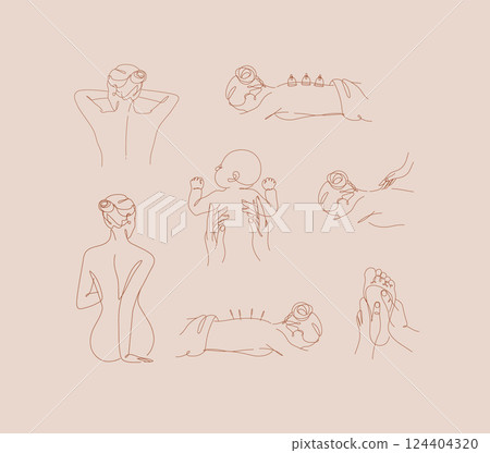 Massage woman position back foot baby peach color 124404320