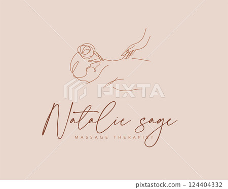 Massage therapist studio and spa label in pastel colors Massage therapist studio and spa label in pastel colors 124404332