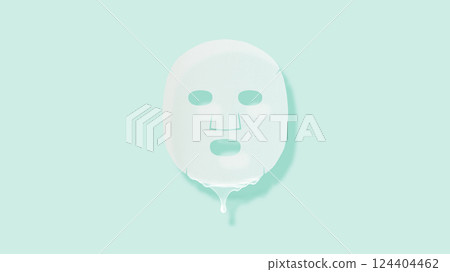 Sheet mask with dripping serum.Light blue background. 124404462
