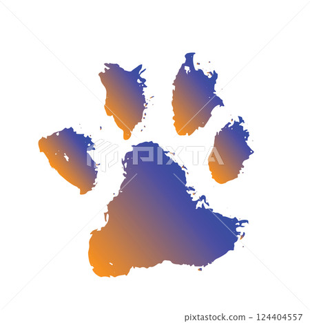 Ink Dog's Paw, Cat`s Paw, grunge style, Vector. Ink Dog's Paw, Cat`s Paw, grunge style, Vector. 124404557