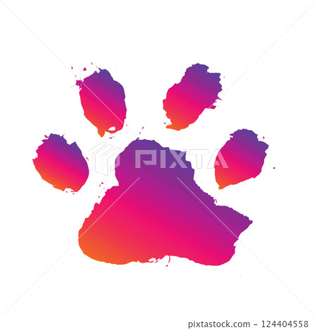 Ink Dog's Paw, Cat`s Paw, grunge style, Vector. Ink Dog's Paw, Cat`s Paw, grunge style, Vector. 124404558
