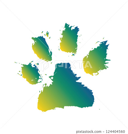 Ink Dog's Paw, Cat`s Paw, grunge style, Vector. Ink Dog's Paw, Cat`s Paw, grunge style, Vector. 124404560