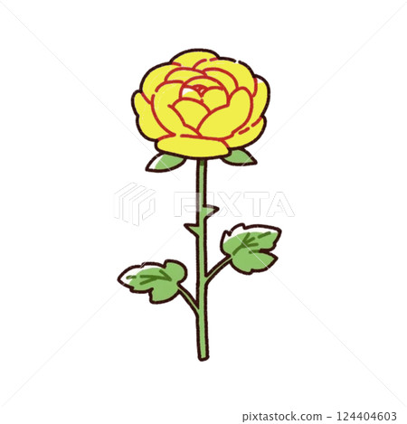 簡單的黃玫瑰插圖,圖標,材料,無背景 簡單的黃玫瑰插圖,圖標,材料,無背景 124404603