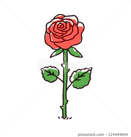 簡單的玫瑰插圖,圖標,材料,無背景 簡單的玫瑰插圖,圖標,材料,無背景 124404604