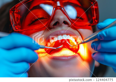 A woman getting her teeth examined by a dentist A woman getting her teeth examined by a dentist 124404775
