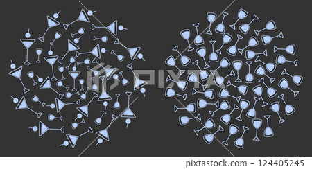 Triangular Martini glass Shot glasses Circular Background Texture Light blue on dark Backdrop Set 2 124405245