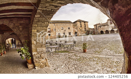 Main Square, Medieval Village of Ainsa, Spain Main Square, Medieval Village of Ainsa, Spain 124405256