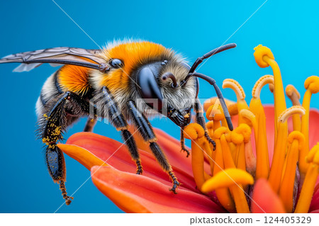 A close up of a bee on a flower 124405329