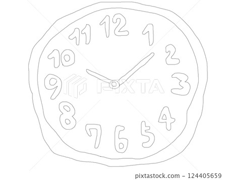Illustration of a wall clock in mechanical pencil style 124405659