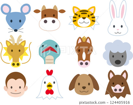 Zodiac animals character illustration set Zodiac animals character illustration set 124405916