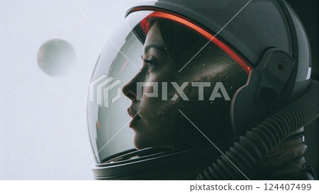 Tranquil Moment of a Space Traveler Tranquil Moment of a Space Traveler 124407499