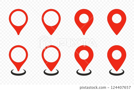 Location pin icon. Map place markers vector design 124407657