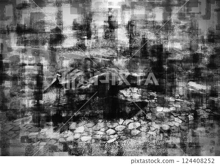 Abstract ink painting, dry landscape 124408252