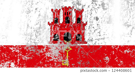 Gibraltar flag with grunge effect. Gibraltar flag with grunge effect. 124408601