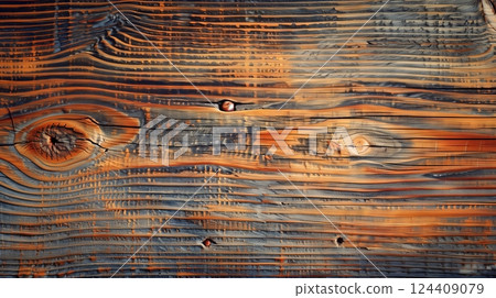 A wooden texture background with intricate grain patterns and rich, warm hues, adding depth to any design. 124409079