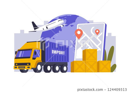 Import Logistics and Supply Chain Management Concept Illustration Import Logistics and Supply Chain Management Concept Illustration 124409313