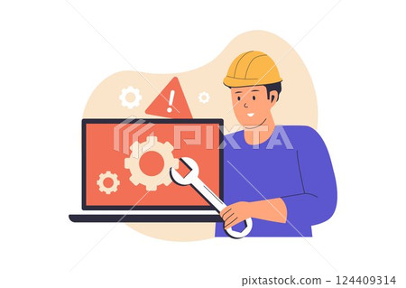 Laptop Repair and Maintenance Service Illustration 124409314