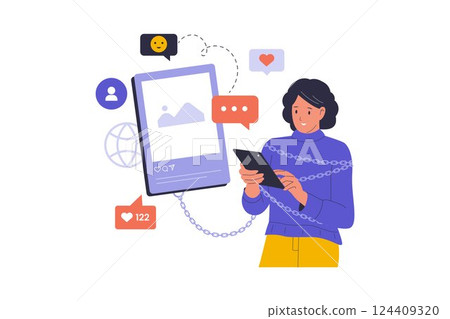 Social Media Addiction Illustration Social Media Addiction Illustration 124409320