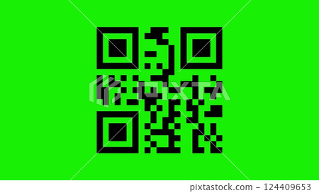 QR code being scanned on a green background. 3d illustration QR code being scanned on a green background. 3d illustration 124409653