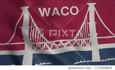 Flag of Waco, county seat of Texas, United States of America. 3d illustration 124409663