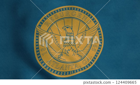 Atlanta flag, city of Georgia state, USA waving in the wind. 3d illustration 124409665