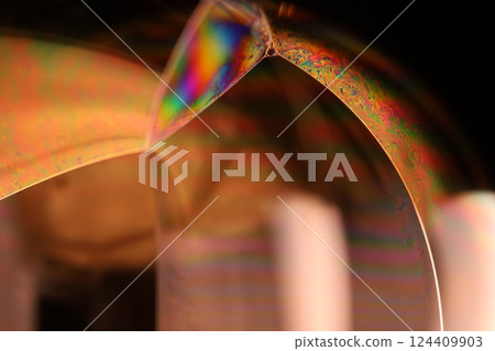 Green liquid surface, colourful abstract, surrealistic art, line of light, black background, beautiful scientific background 124409903