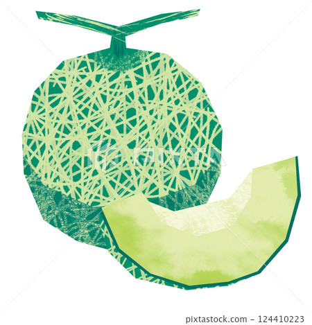 Paper-cut style melon 124410223