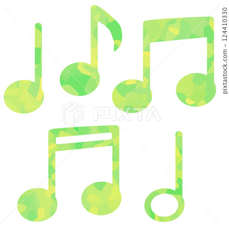 Simple musical note illustration set Vector material Yellow-green 124410330