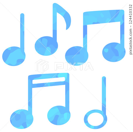Simple musical note illustration set Vector material Blue 124410332