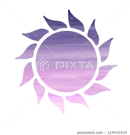 A simple sun in the color of the night sky, watercolor style 124410524