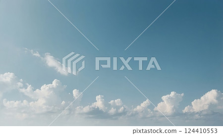 Blue Sky with Soft White Clouds on Sunny Day 124410553