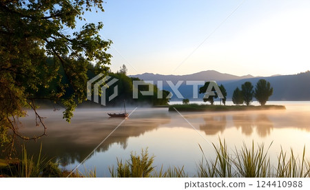 Lake dyed in the sunrise 124410988
