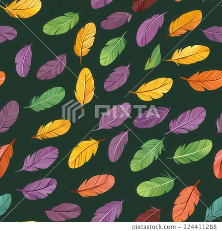 Colorful Feather Pattern Seamless Background for Wallpaper Design or Decoration Colorful Feather Pattern Seamless Background for Wallpaper Design or Decoration 124411288