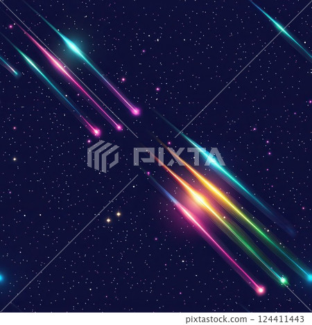 Seamless Meteor Shower Pattern with Colorful Trails for Background and Wallpaper 124411443