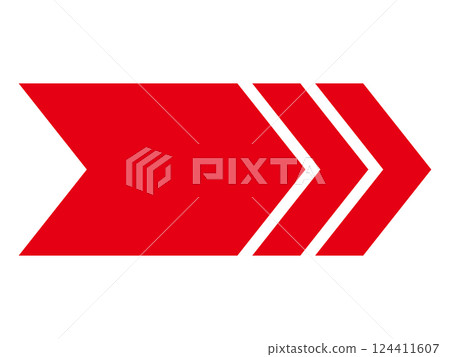 一個簡單的向右指向的紅色箭頭 124411607