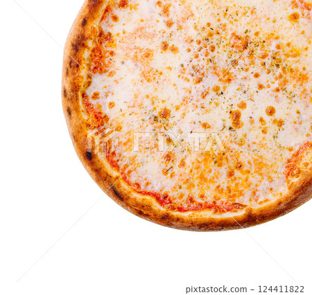 Classic cheese pizza with golden crust and fresh toppings Classic cheese pizza with golden crust and fresh toppings 124411822