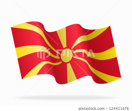 North Macedonian flag wavy background layout. Vector illustration. 124411876