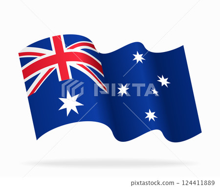 Australian flag wavy background layout. Vector illustration. 124411889