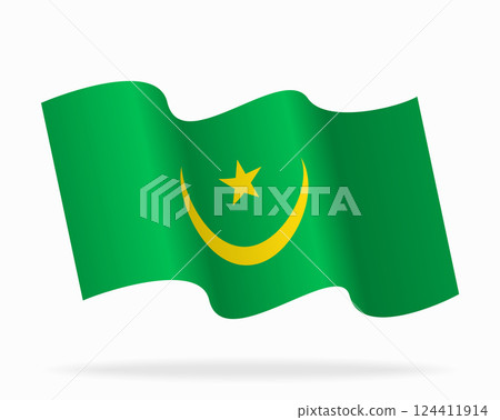 Mauritanian flag wavy background layout. Vector illustration. 124411914